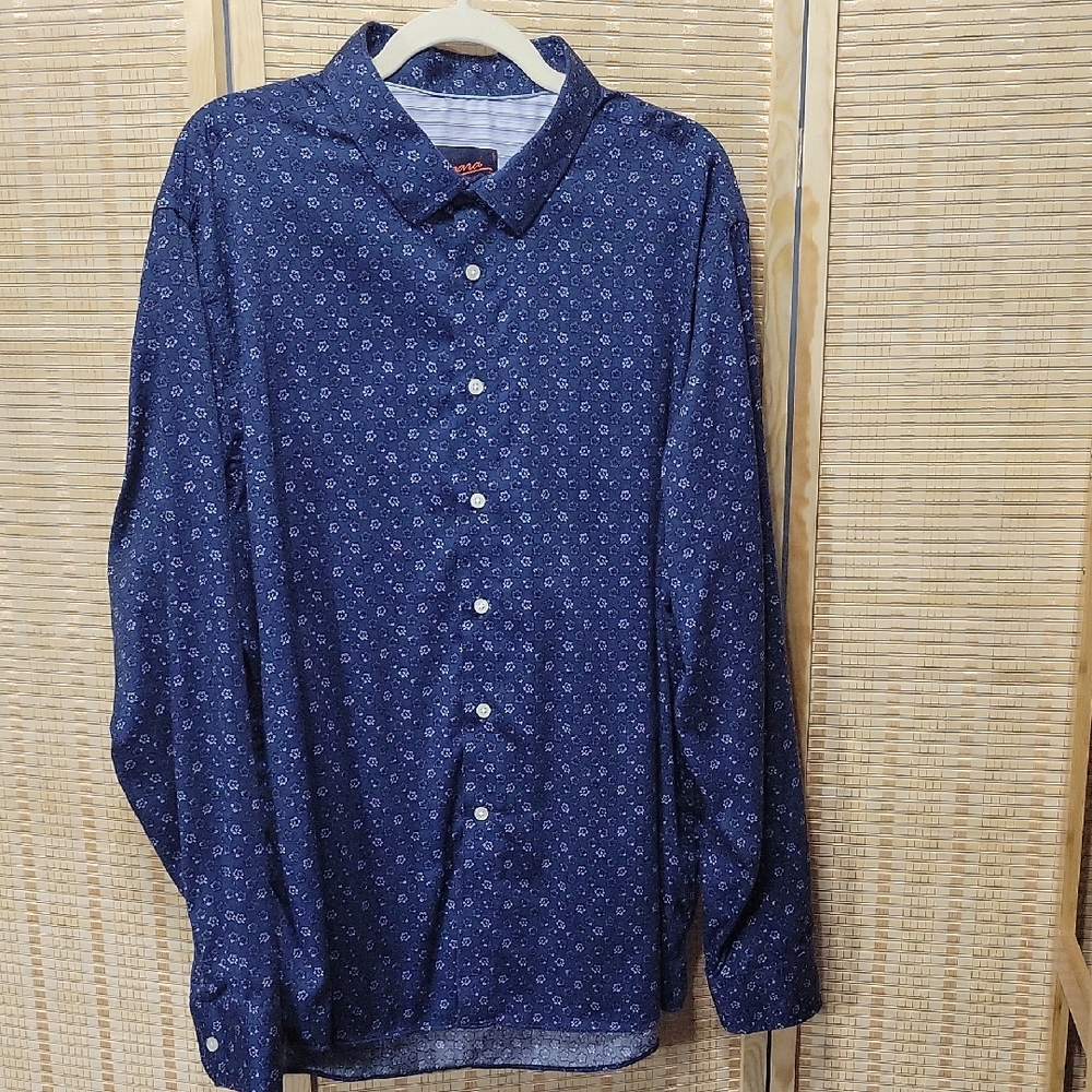 EUC Egara Men's Slim Fit Dress Shirt - Blue Floral Pattern - Size XXL